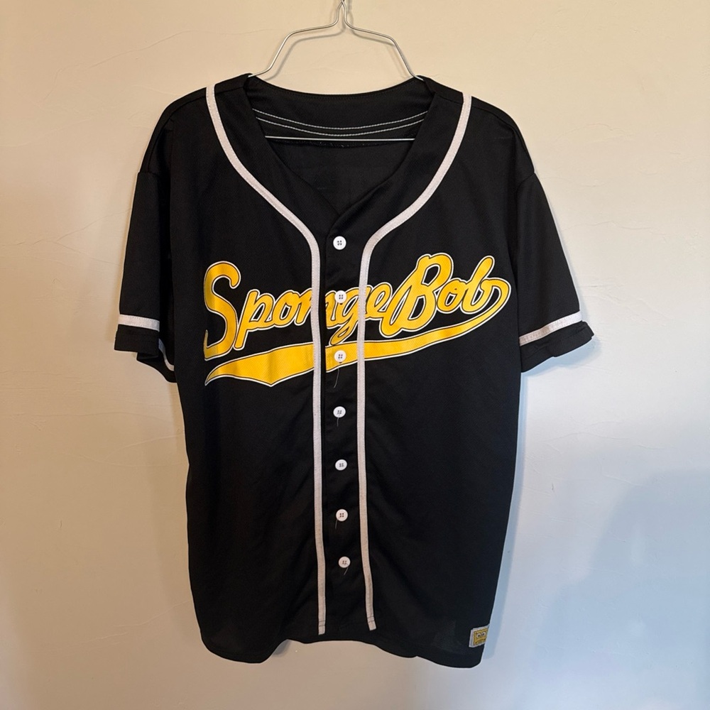 Nickelodeon Black / Yellow SpongeBob SquarePants baseball jersey Size Large